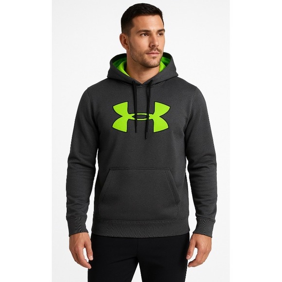 Under Armour Other - Under Armour‎ Hoodie  Gray w/ Neon Green Logo Size Small, Excellent Condition